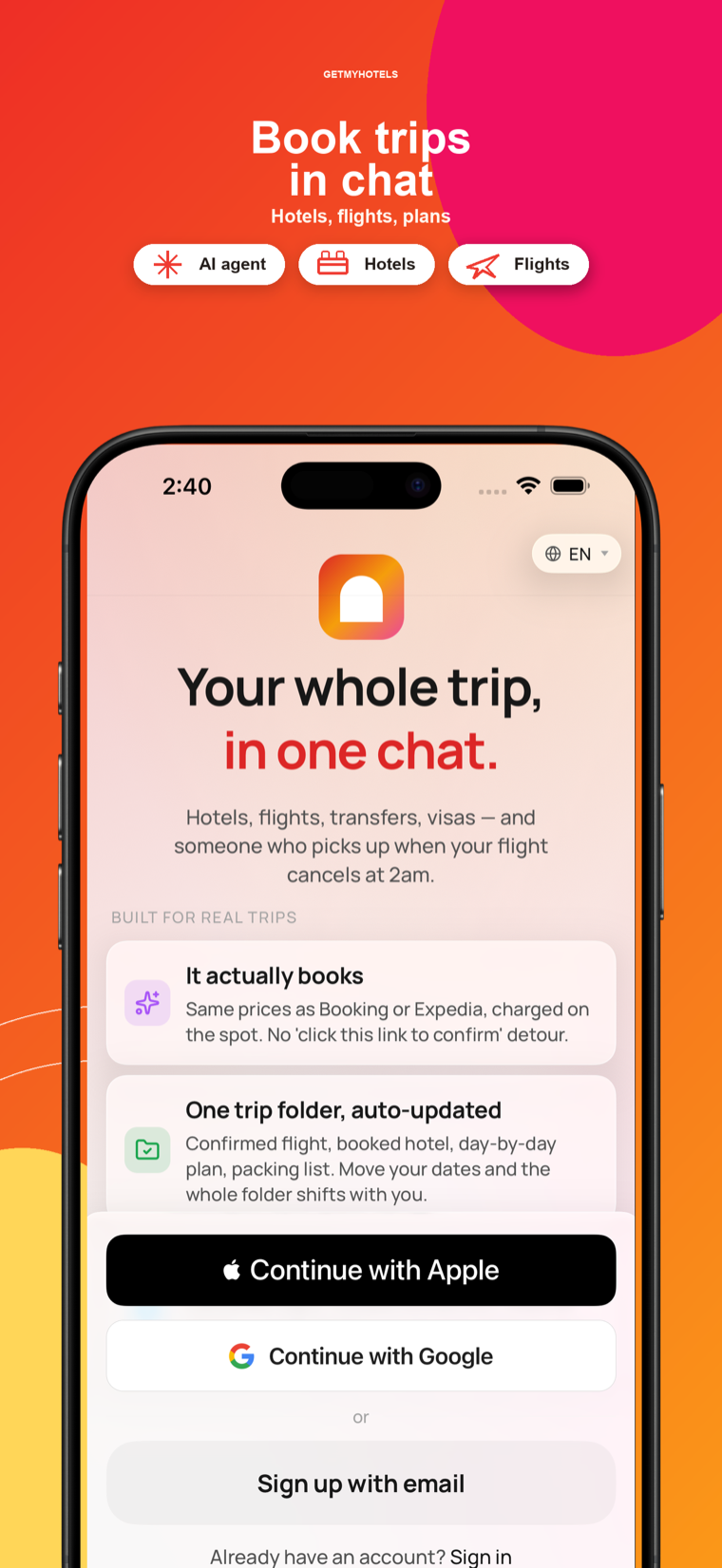Book trips in chat