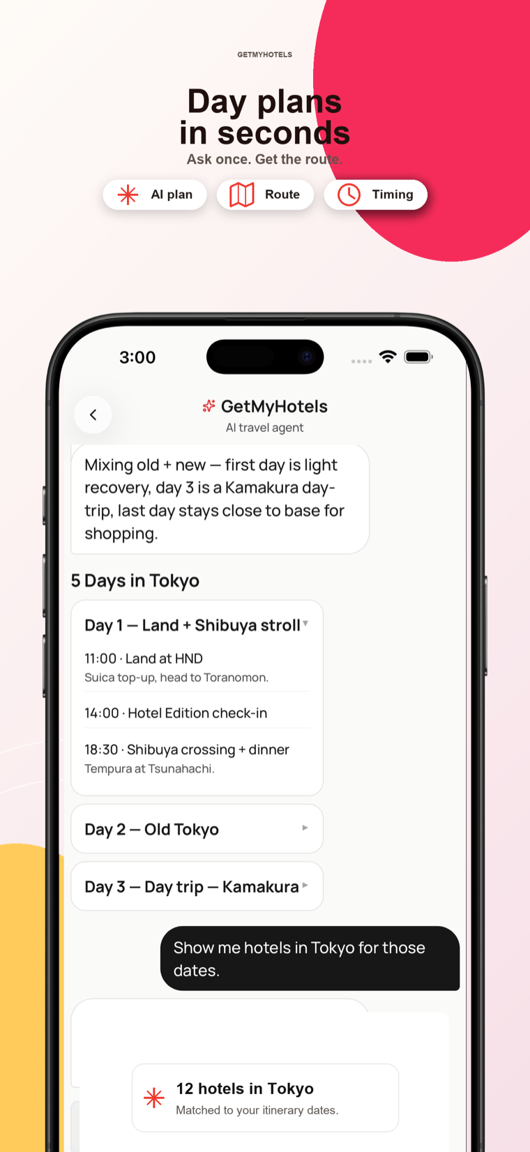 Day-by-day plans